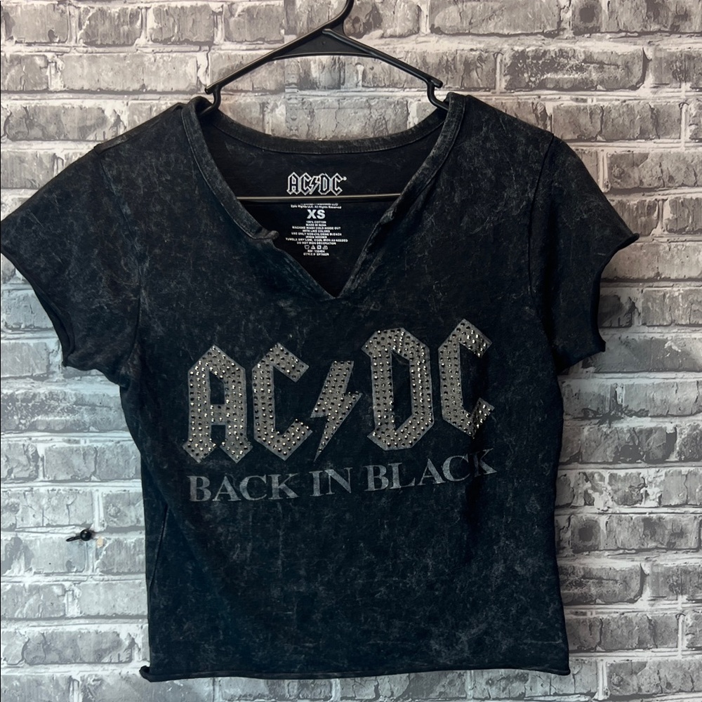 AC/DC Distressed Black Women's Tee